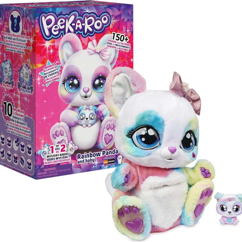 NEW Interactive Rainbow Plush Toy and Baby with Bonus Bows, Over 150 Sounds